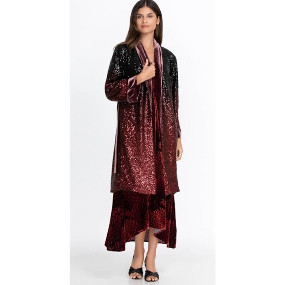 NWT Johnny Was Bohemian Glam Ombre Sequin Alicia Kimono L - Picture 1 of 13